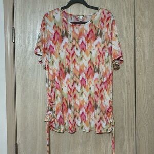 Multicolored Blouse w/ cinch tied sides